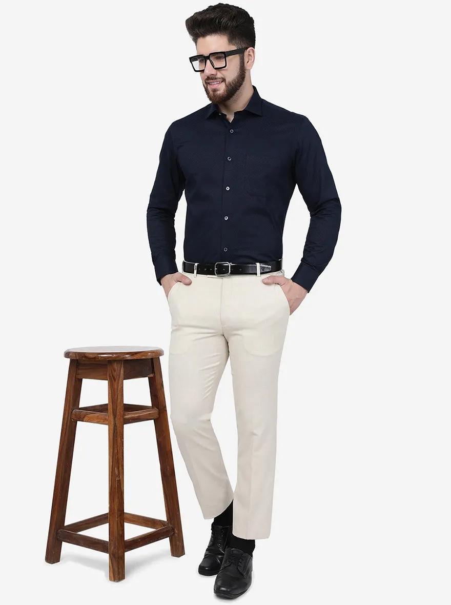 Navy Blue Striped Slim Fit Formal Shirt | Greenfibre