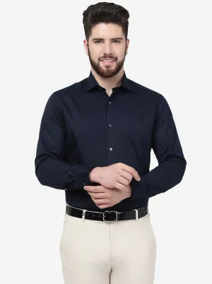 Navy Blue Striped Slim Fit Formal Shirt | Greenfibre