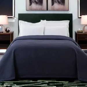 Navy Blue Super Soft Pinsonic Bedspread