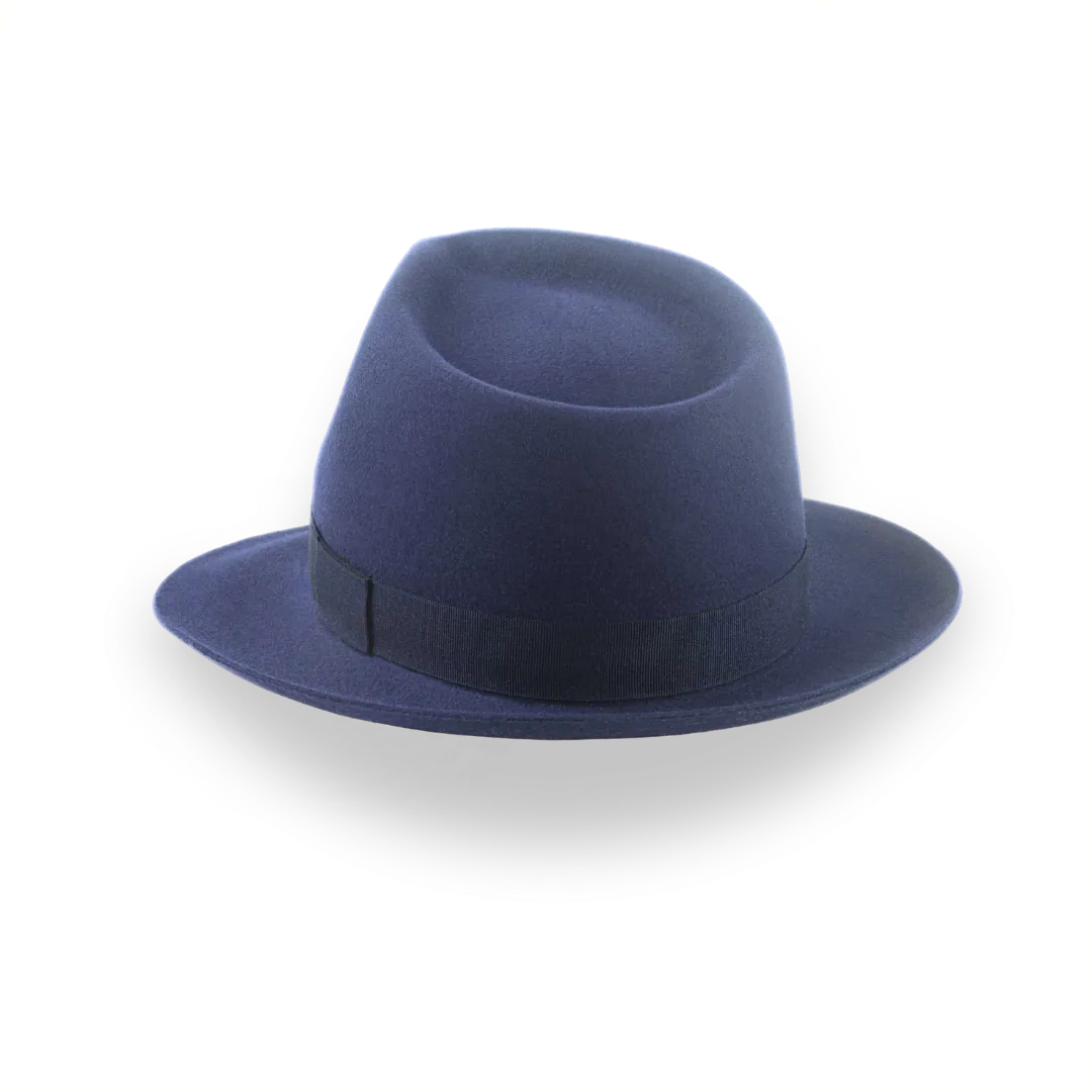 Navy Blue Teardrop Crown Fedora for Men | The Diplomat