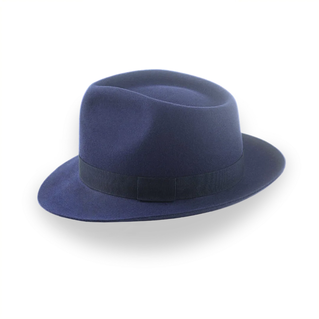 Navy Blue Teardrop Crown Fedora for Men | The Diplomat