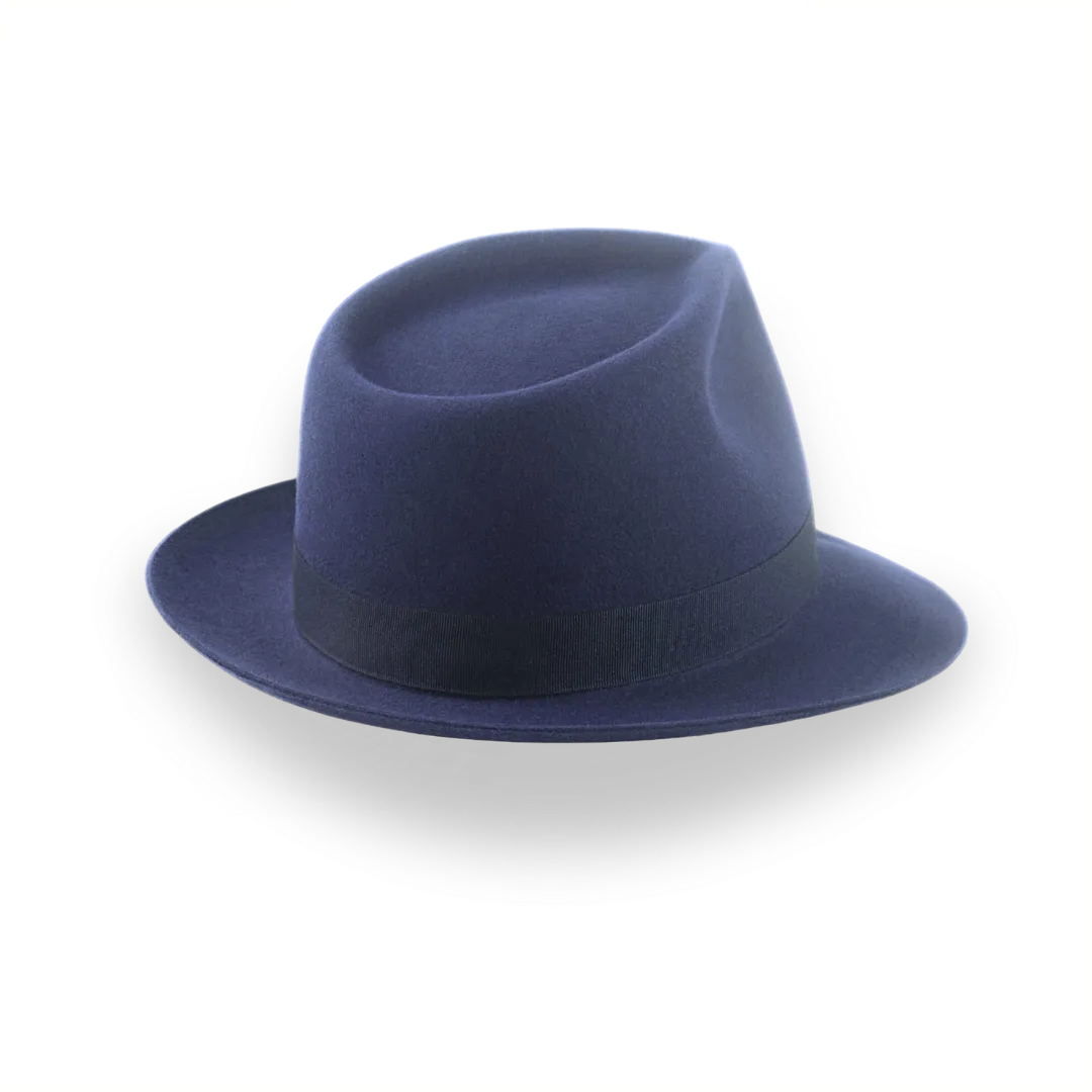 Navy Blue Teardrop Crown Fedora for Men | The Diplomat