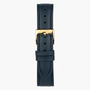 Navy Blue Vegan Leather Watch Strap - Gold - 36mm