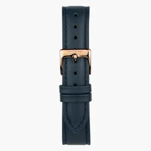 Navy Blue Vegan Leather Watch Strap - Rose Gold - 40mm/42mm