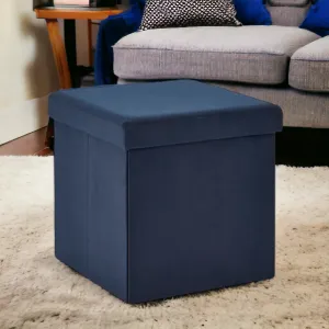 Navy Blue Velvet Storage Box With Lid