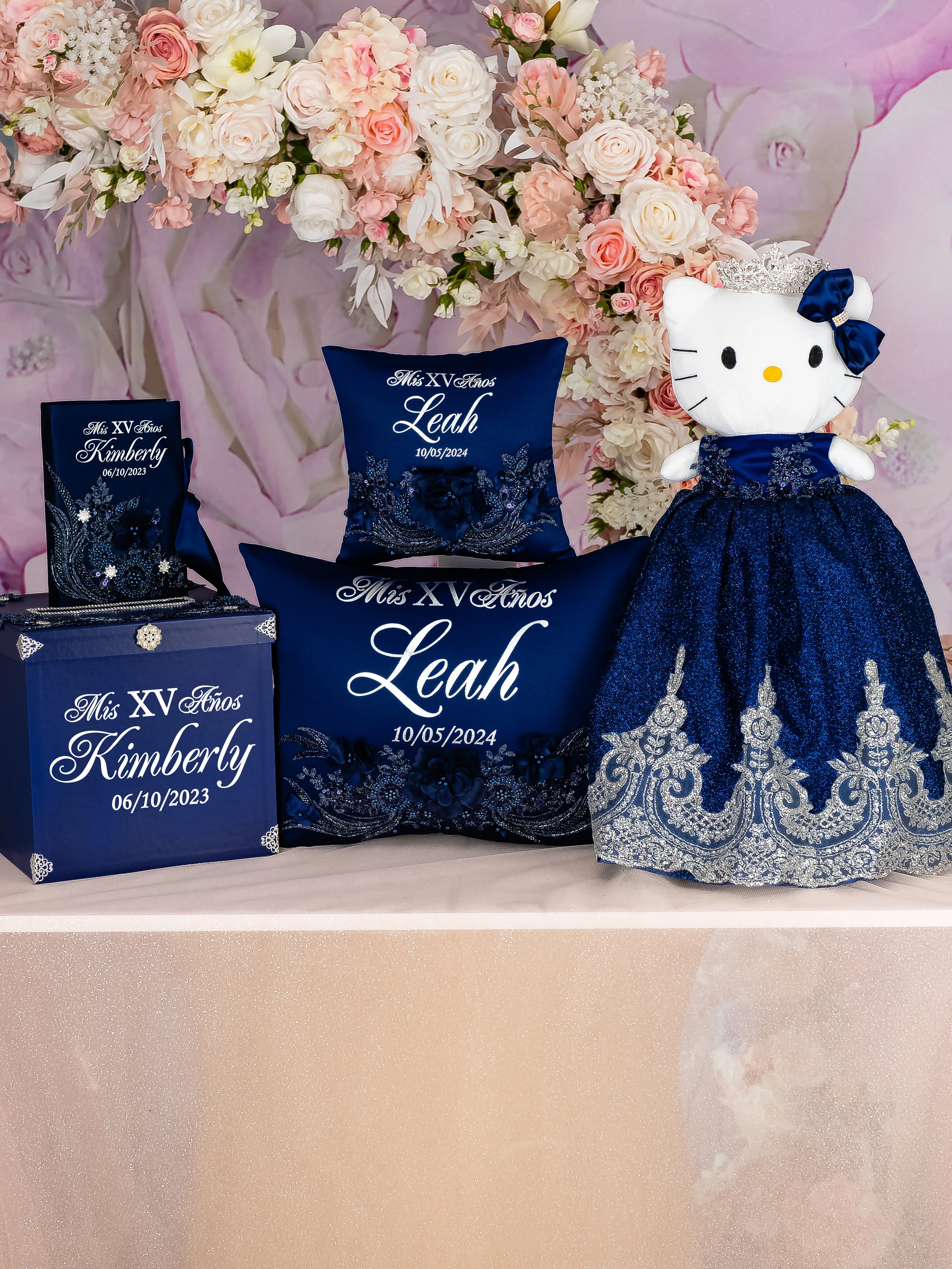 Navy Blue with silver Quinceanera Money Card Box