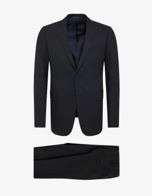 Navy Blue Wool-Blend Two-Button Suit