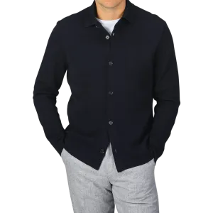 Navy Blue Wool Milano Knitted Overshirt