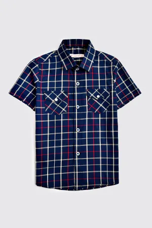 Navy Checked Casual Shirt