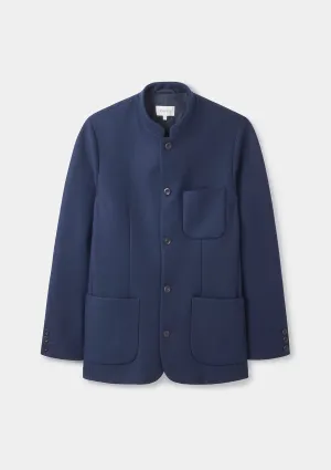 Navy Classic Wool Cashmere Nehru Jacket