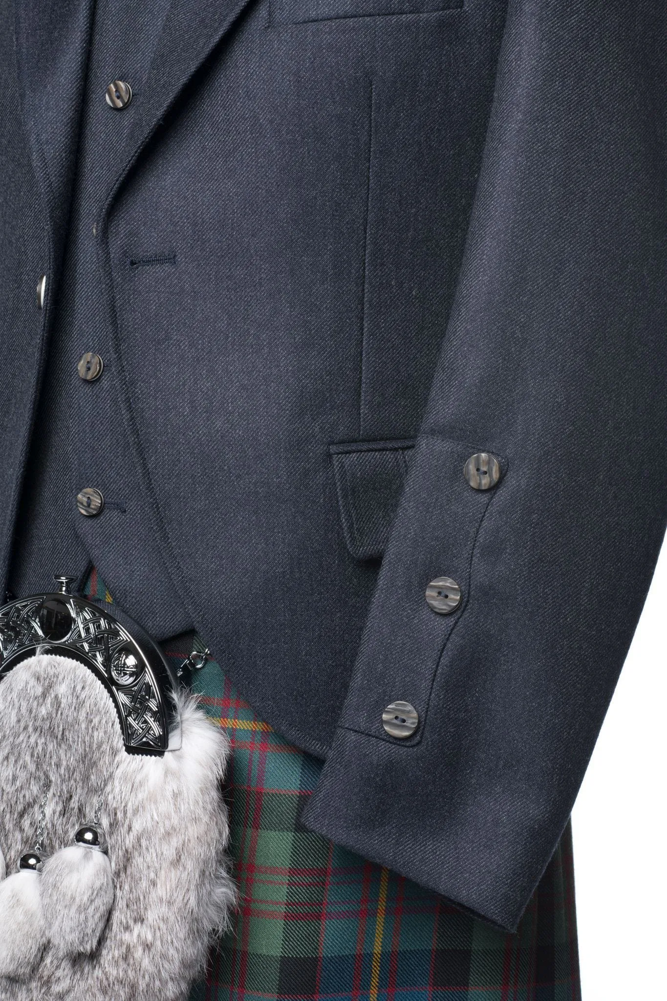 Navy Clunie Tweed Kilt Jacket and Waistcoat