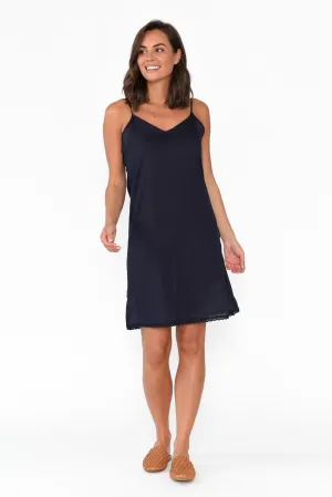 Navy Cotton Slip Dress