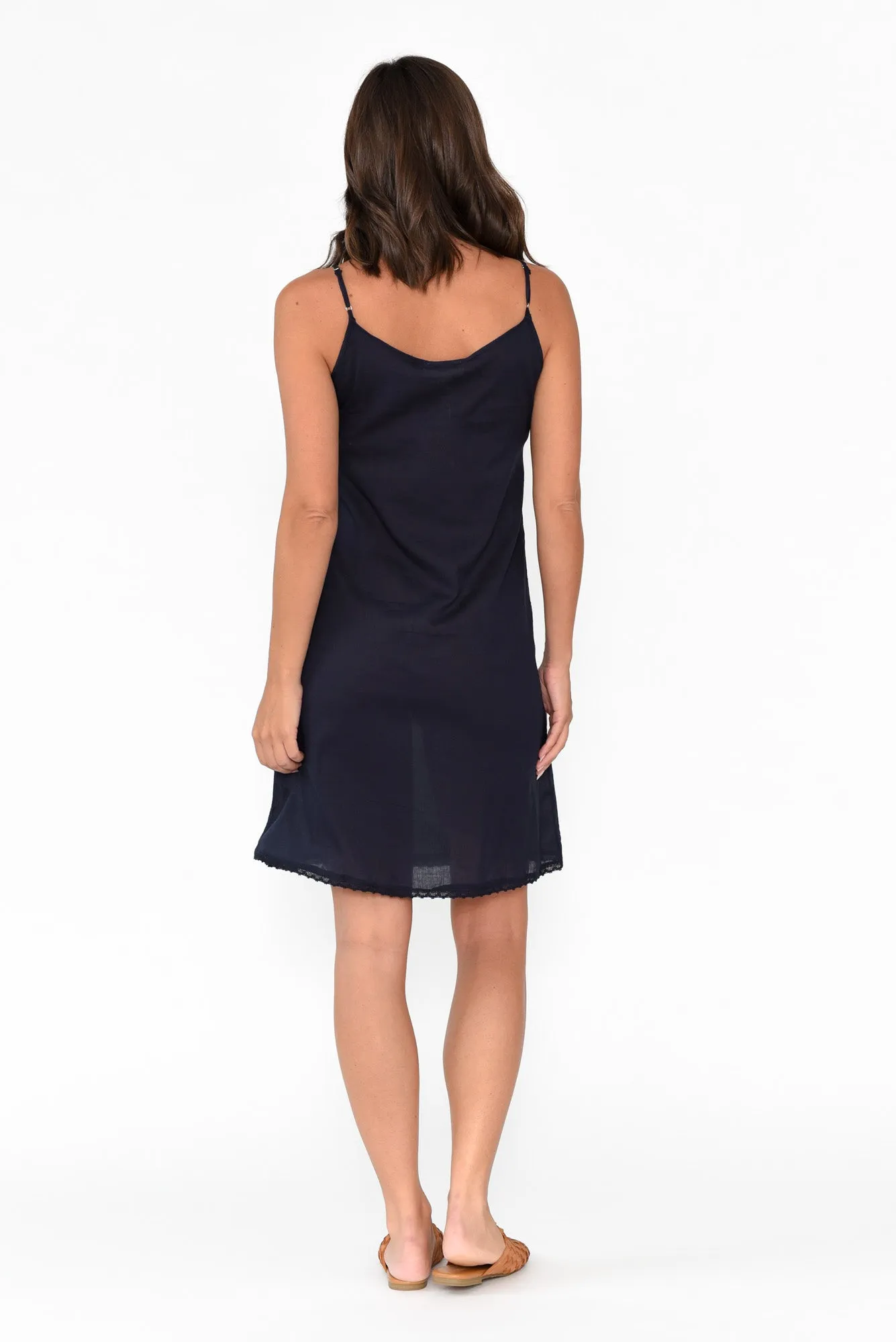 Navy Cotton Slip Dress