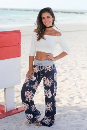 Navy Floral Pants