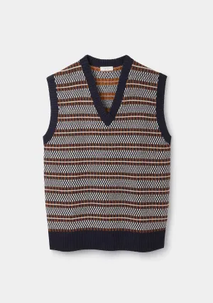 Navy Grid Fair-Isle Vest