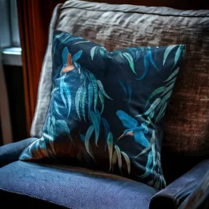 Navy Hummingbird Print Cushion 45cm