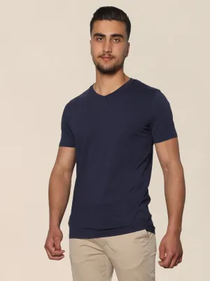 Navy Jack Dapper Shortsleeved Basic T-shirt With V-neck