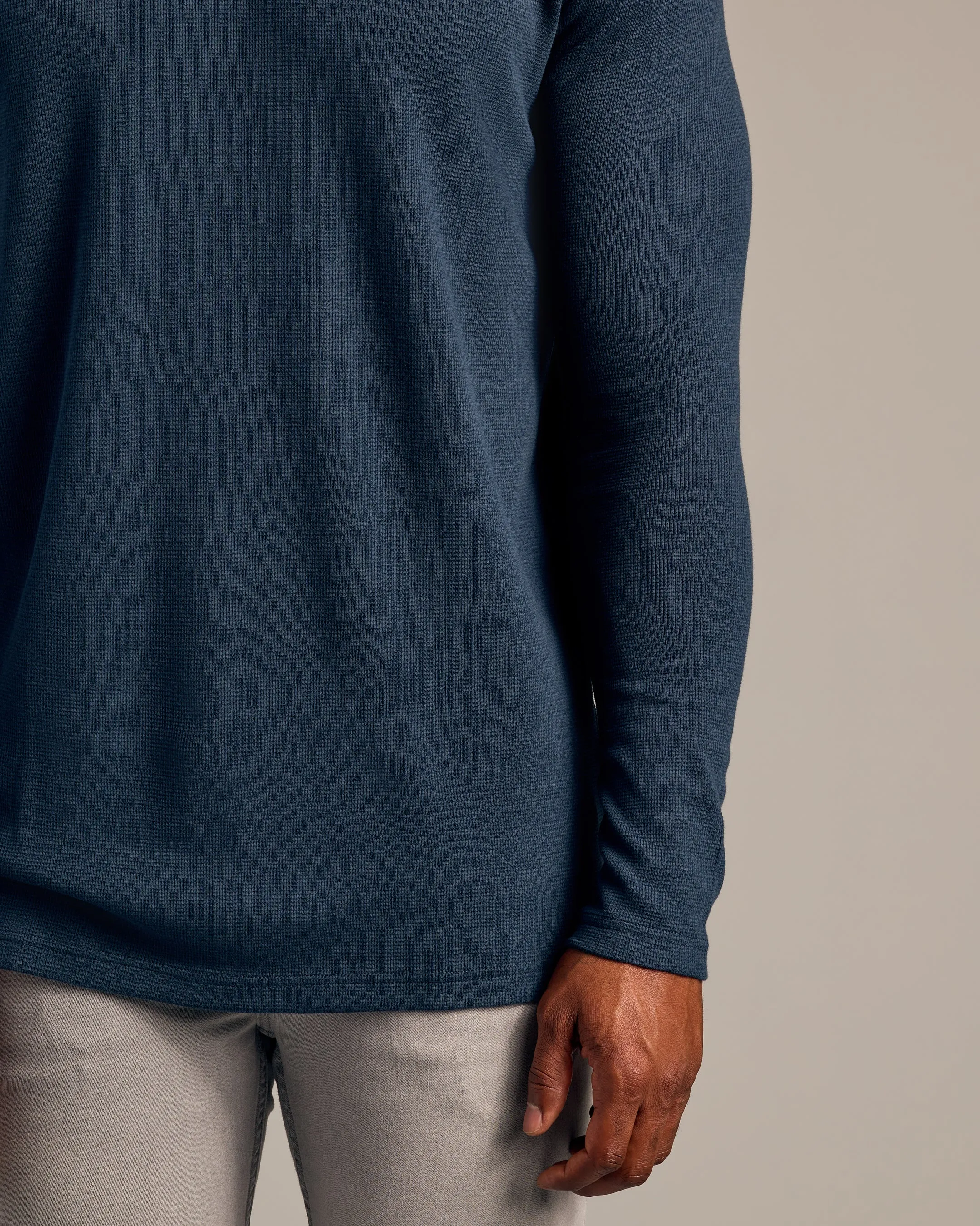 Navy Long Sleeve Tall Waffle Crew