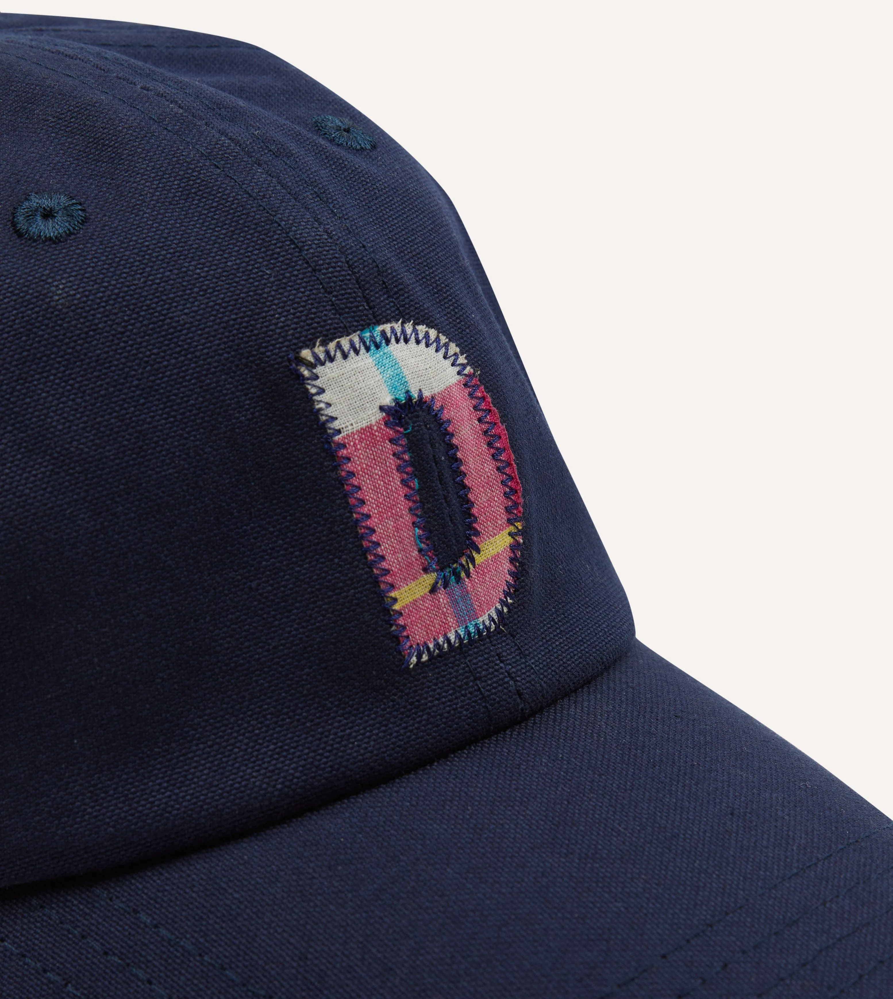 Navy Madras 'D' Appliqué Cotton Twill Baseball Cap