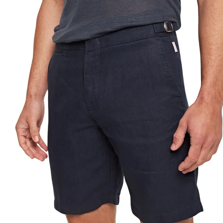 Navy Norwich Mid-Length Linen Shorts