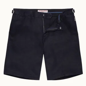 Navy Norwich Mid-Length Linen Shorts