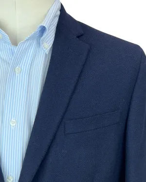 Navy Plain Basketweave Classic Jacket