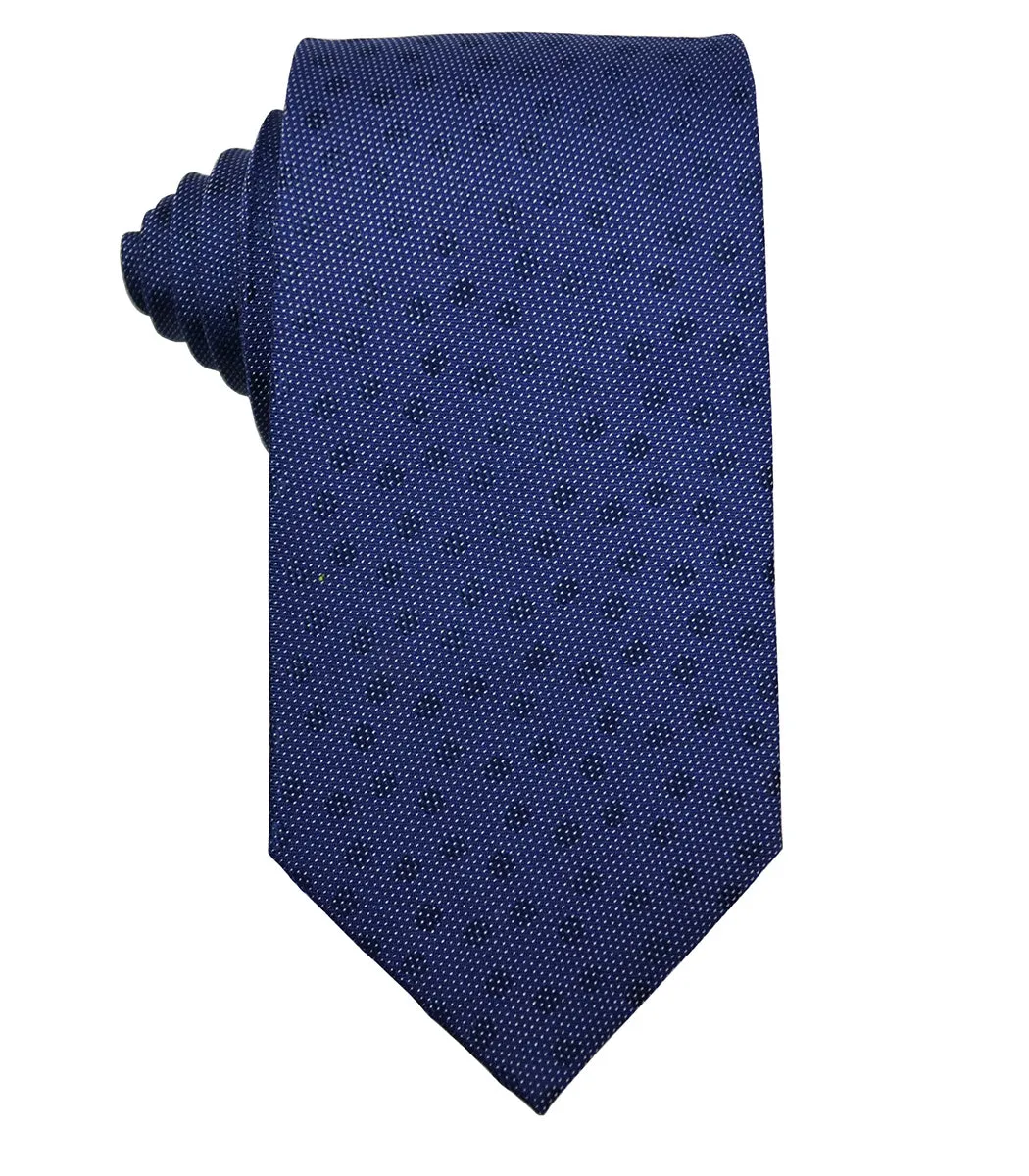 Navy Polka Dot Silk Tie and Pocket Square