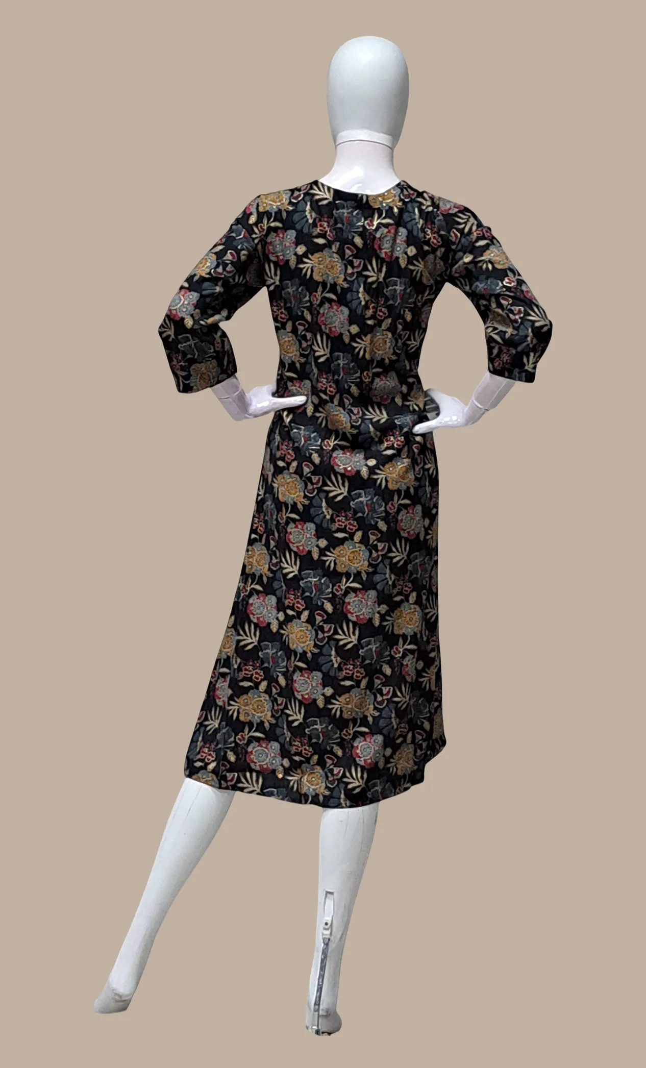 Navy Printed Kurti Dress