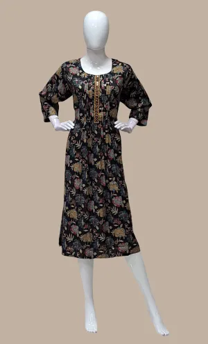 Navy Printed Kurti Dress