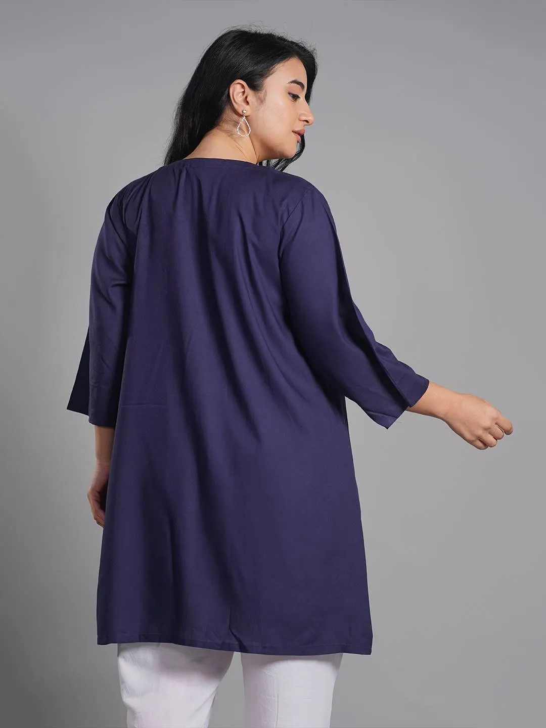 Navy Rayon Kurti - Resplendent