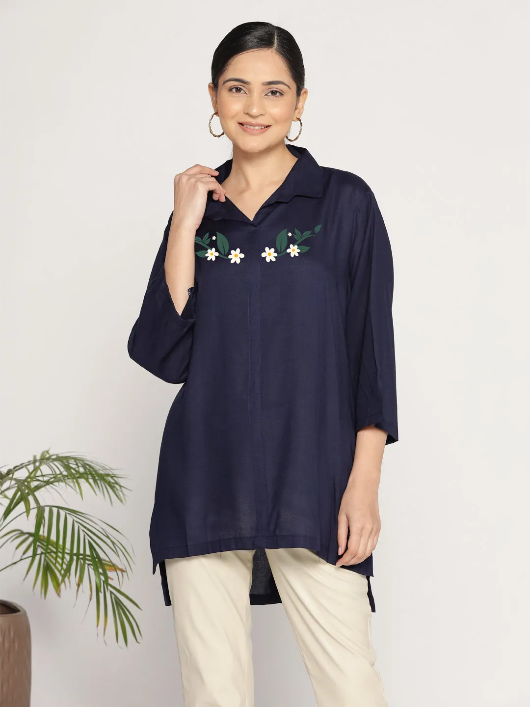 Navy Rayon ShirtTop - Bleunuit