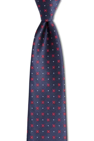 Navy-Red Geometric Traditional Tie