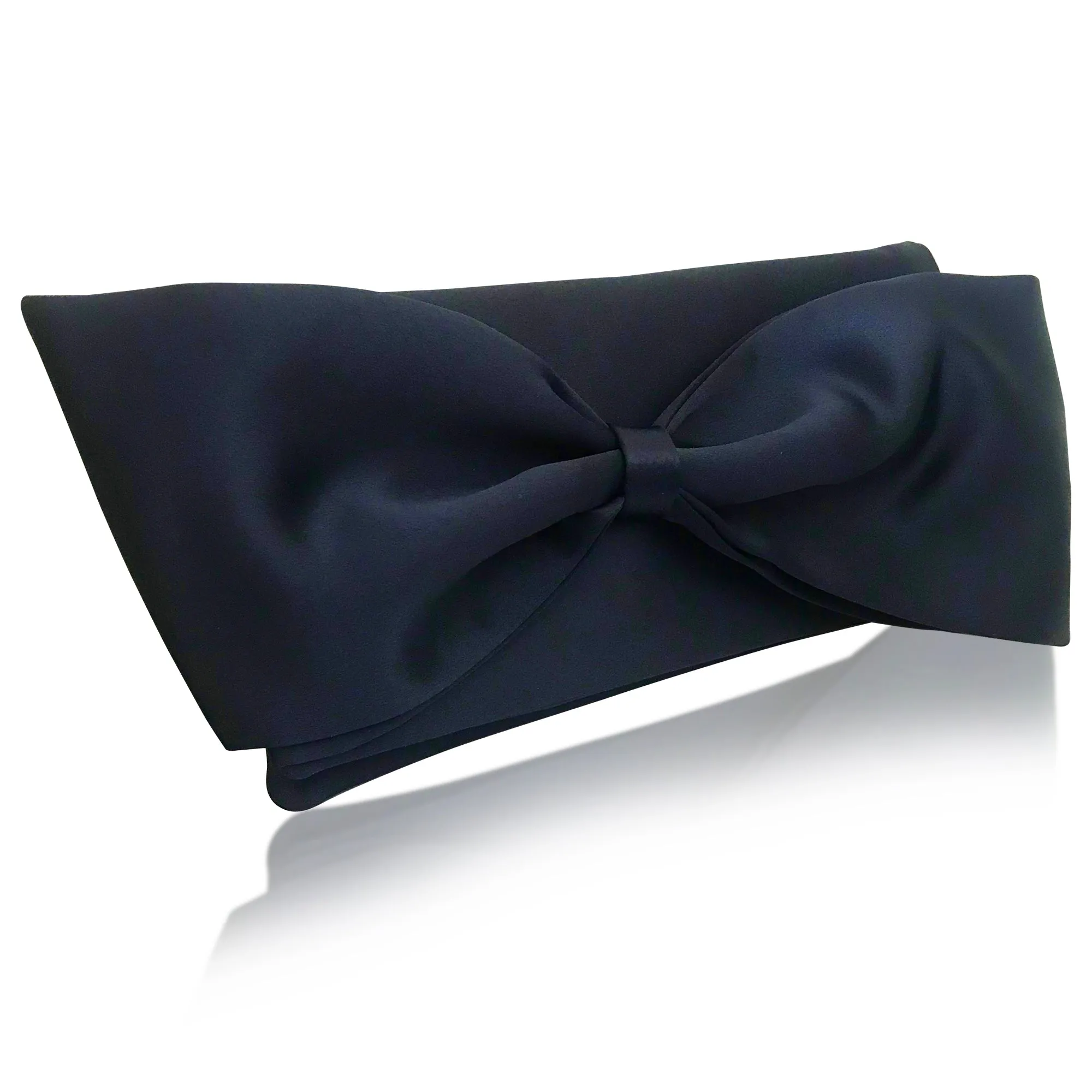 Navy satin bow clutch handbag QUINN