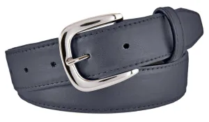 Navy Smooth Leather Belt, Hudson Buckle (Shiny Silver)