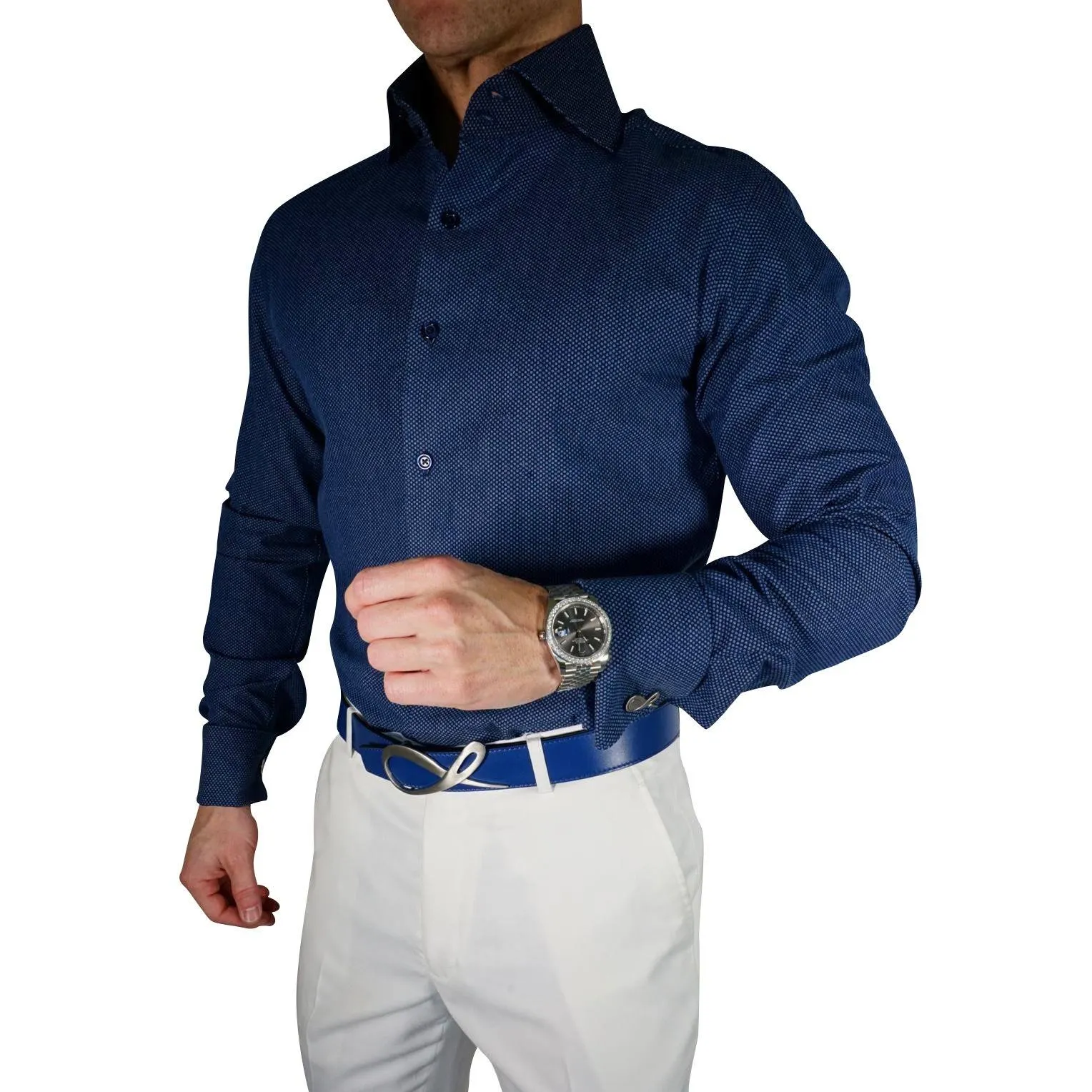 Navy Sphere Weavetex Dress Shirt