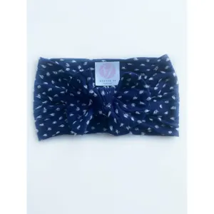 navy • swiss dot "classic" nylon knot headwrap