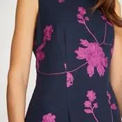 Navy/Hot Pink Embroidered Shift Dress