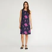 Navy/Hot Pink Embroidered Shift Dress