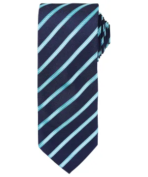 Navy/Turquoise - Sports stripe tie