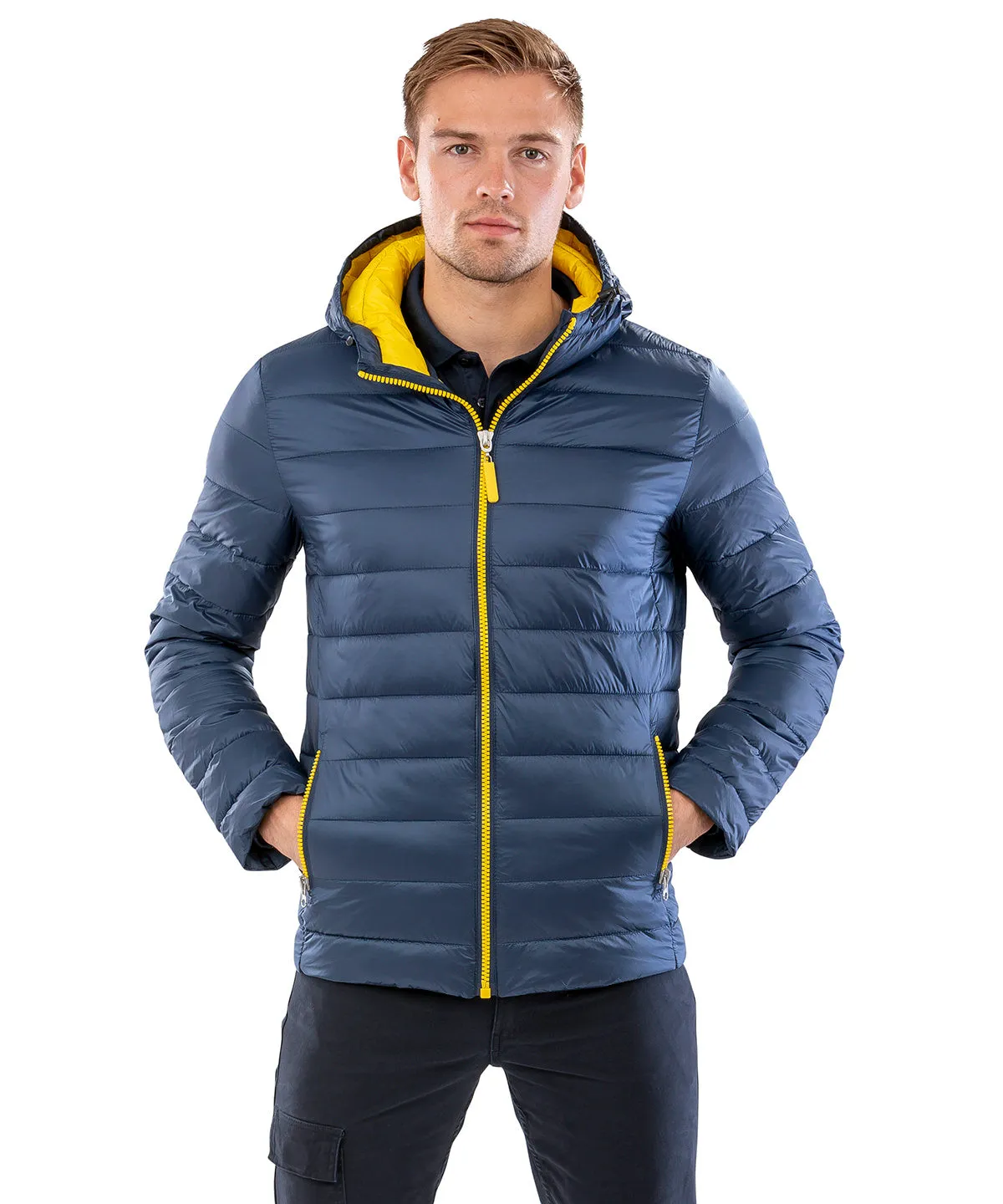 Navy/Yellow - Urban snow bird hooded jacket