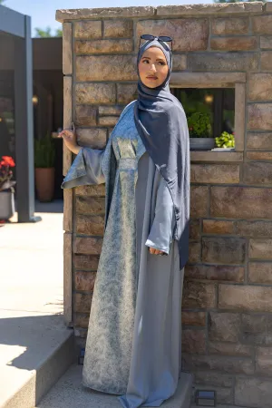 Nawra Reversible Abaya Set -  Blue Gray / Tie Dye