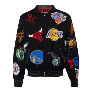 NBA COLLAGE WOOL & LEATHER JACKET Black