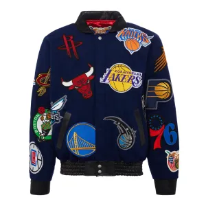 NBA COLLAGE WOOL & LEATHER JACKET Navy