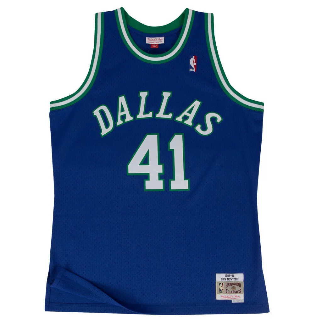 NBA Dallas Mavericks Dirk Nowitzki Mitchell & Ness Retro Swingman Jersey - Blue