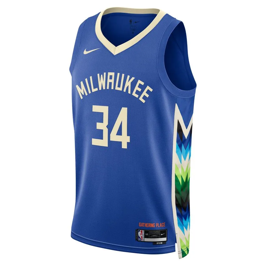 NBA Milwaukee Bucks Giannis Antetokounmpo Nike '22 City Edition Swingman Jersey