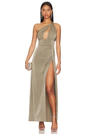 NBD Houdah Gown Dress, Olive Green