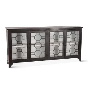 Neapolitan 80" Iron and Glass Sideboard in Matte Black