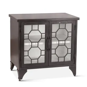 Neapolitan Iron and Glass Side Table in Matte Black