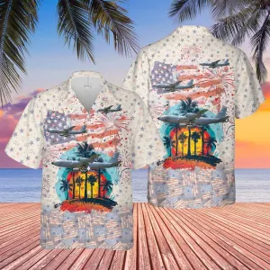 Nebraska Air National Guard 173d Air Refueling Squadron Boeing KC-135 Stratotanker 59-1495, 4th Of July Hawaiian Shirt