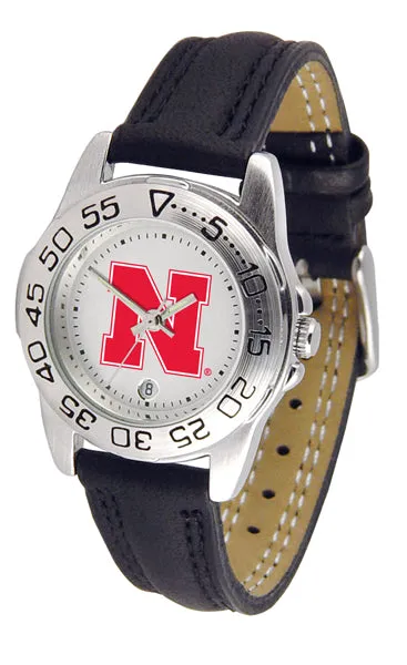 Nebraska Cornhuskers Sport Leather Ladies Watch